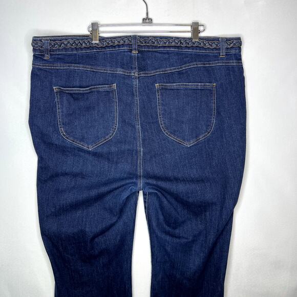 ModCloth Plus Sized Womans Dark Washed Braided Heritage Flared Jeans Size 22W - Picture 8 of 12